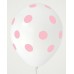 White - Pink Polkadots Printed Balloons